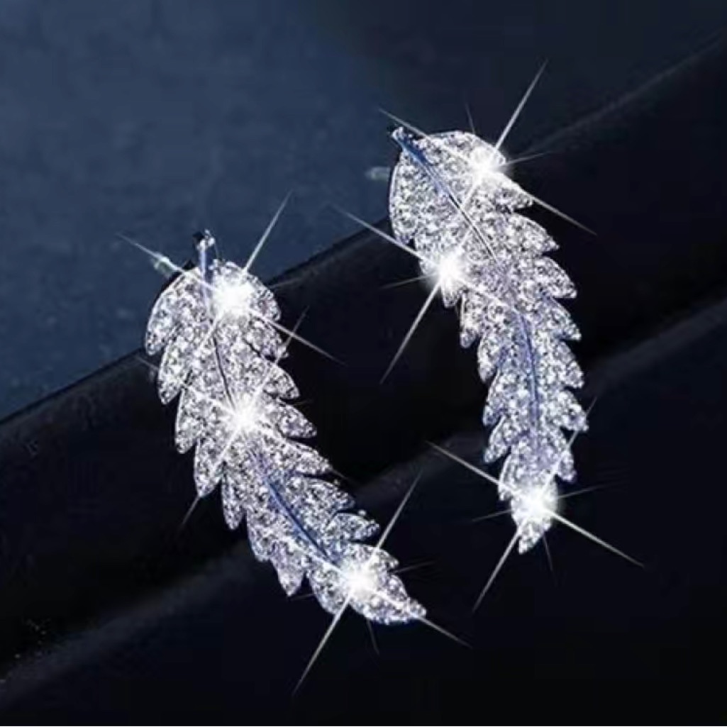 Diamond Pave Leaf Earrings